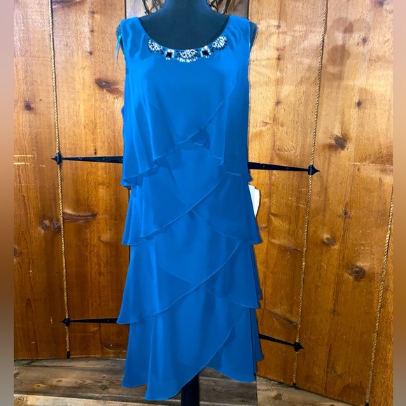 Macy's Dresses Macys Midi Beaded Navy Blue Dress Poshmark